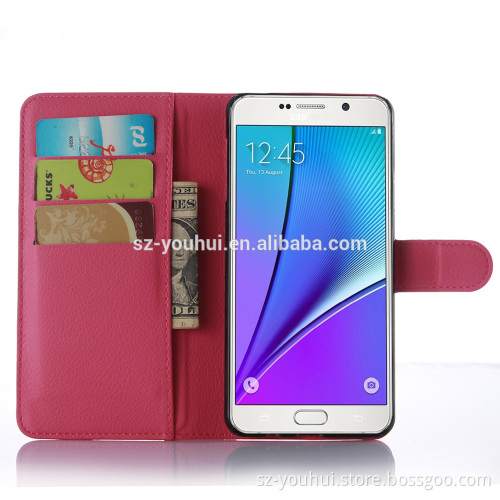 Factory Price Lichee Leather Pouch Wallet Case Folio Stand Cover for Samsung GALAXY A5 A510